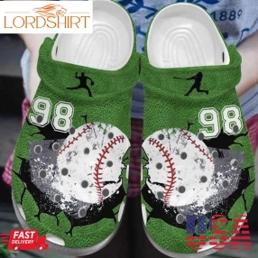 Baseball Cracks Green Personalize Clog Custom Crocs Clog Number On Sandal Fashion Style Comfortable For Women Men Kid