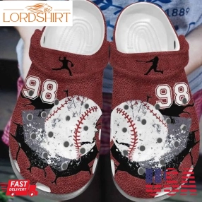 Baseball Cracks Red Personalize Clog Custom Crocs Clog Number On Sandal Fashion Style Comfortable For Women Men Kid