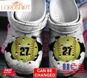 Baseball Croc, Number Custom Rubber Crocs Crocband Clogs, Comfy Footwear Tl97