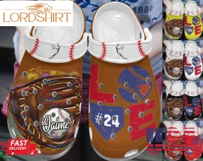 Baseball Crocs Classic Clog Whitesole Glove And Ball Shoes