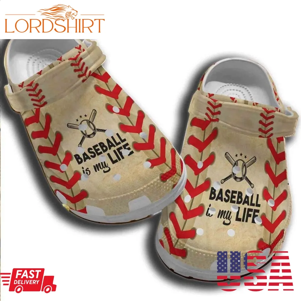 Baseball Is My Life Shoes Crocs For Men Women   Customize Number Name Baseball Crocs Shoes