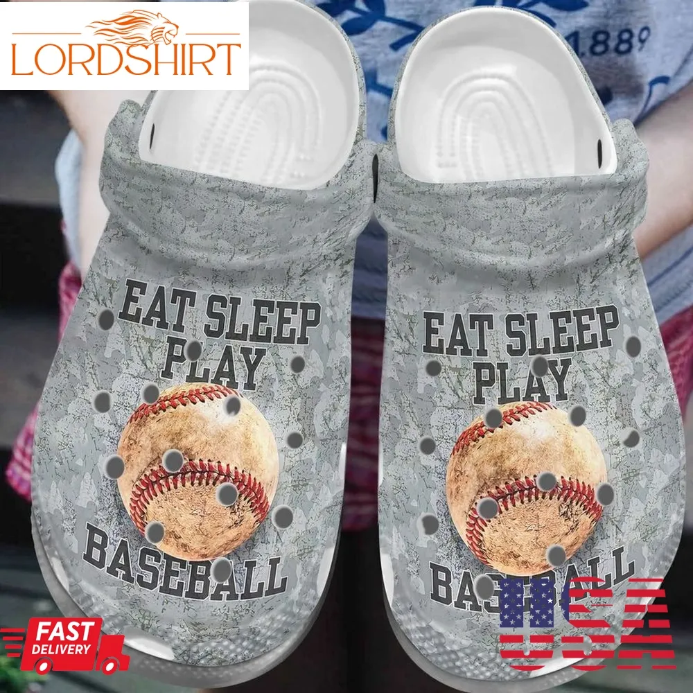 Baseball Personalize Clog Custom Crocs Fashionstyle Comfortable For Women Men Kid Print 3D Eat Sleep Play Baseball