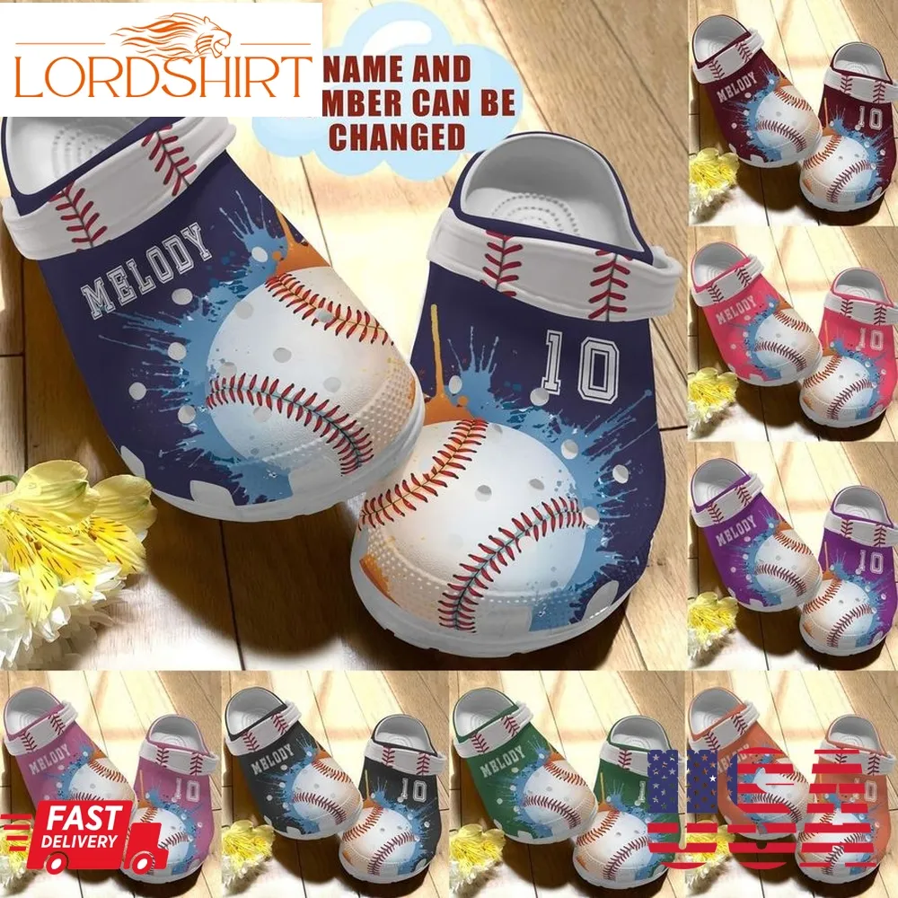 Baseball Personalize Clog Custom Crocs Fashionstyle Comfortable For Women Men Kid Print 3D Whitesole Personalized Baseball Colorful