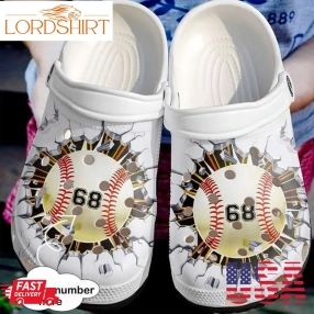 Baseball Personalized Broken Wall Sku 130 Crocs Crocband Clog Comfortable For Mens Womens Classic Clog Water Shoes