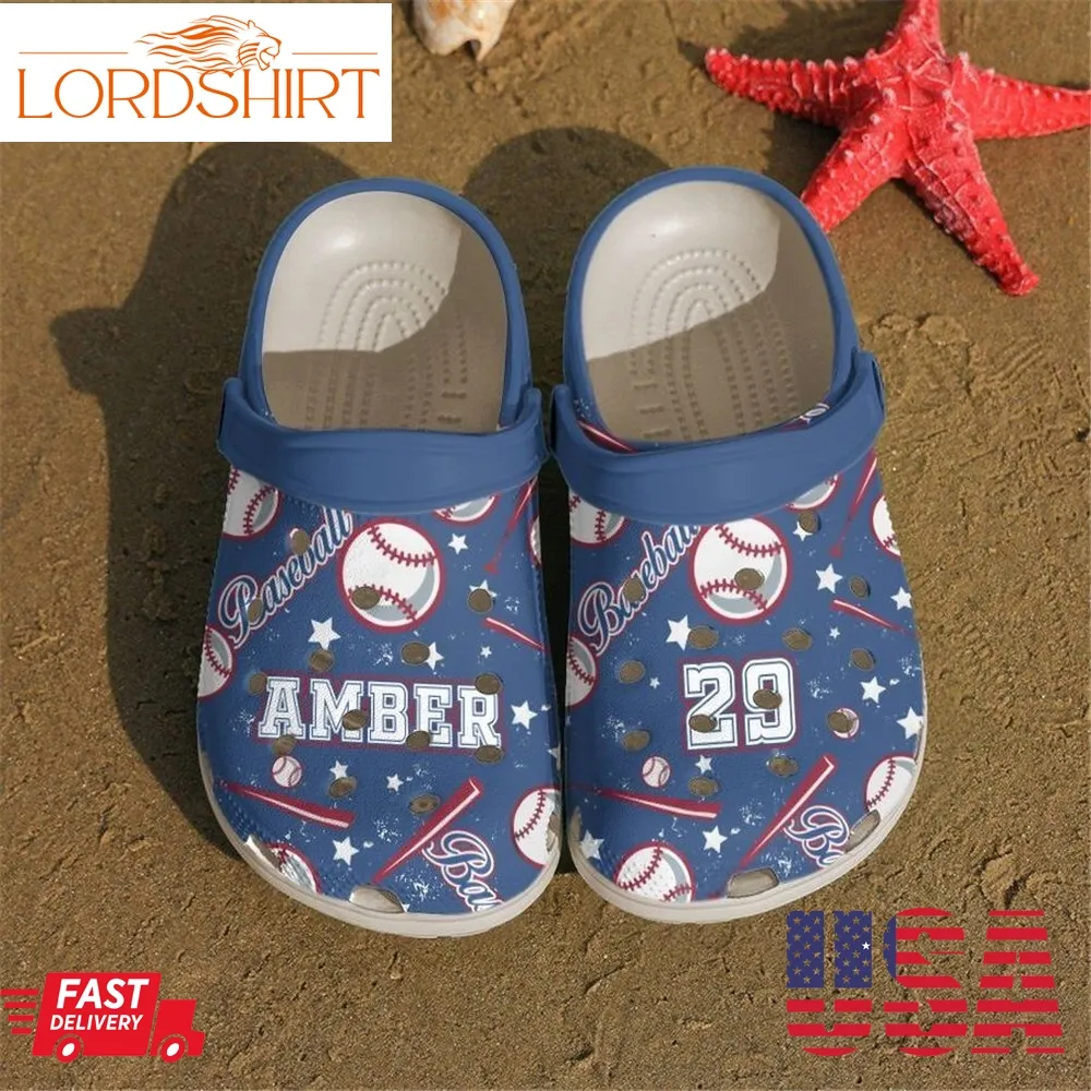 Baseball Personalized Clog Custom Crocs Comfortablefashion Style Comfortable For Women Men Kid Print 3D Star Baseball