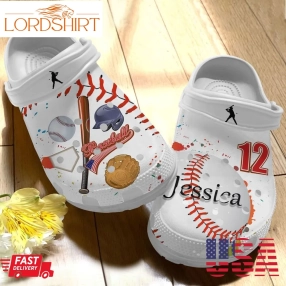 Baseball Personalized Clog Whitesole Baseball Crocs Crocband Clog