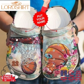 Basketball Crocs   Basketball Personalized Floral Clog Shoes