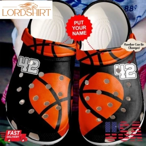 Basketball Crocs   Basketball Personalized Heart Clog Shoes