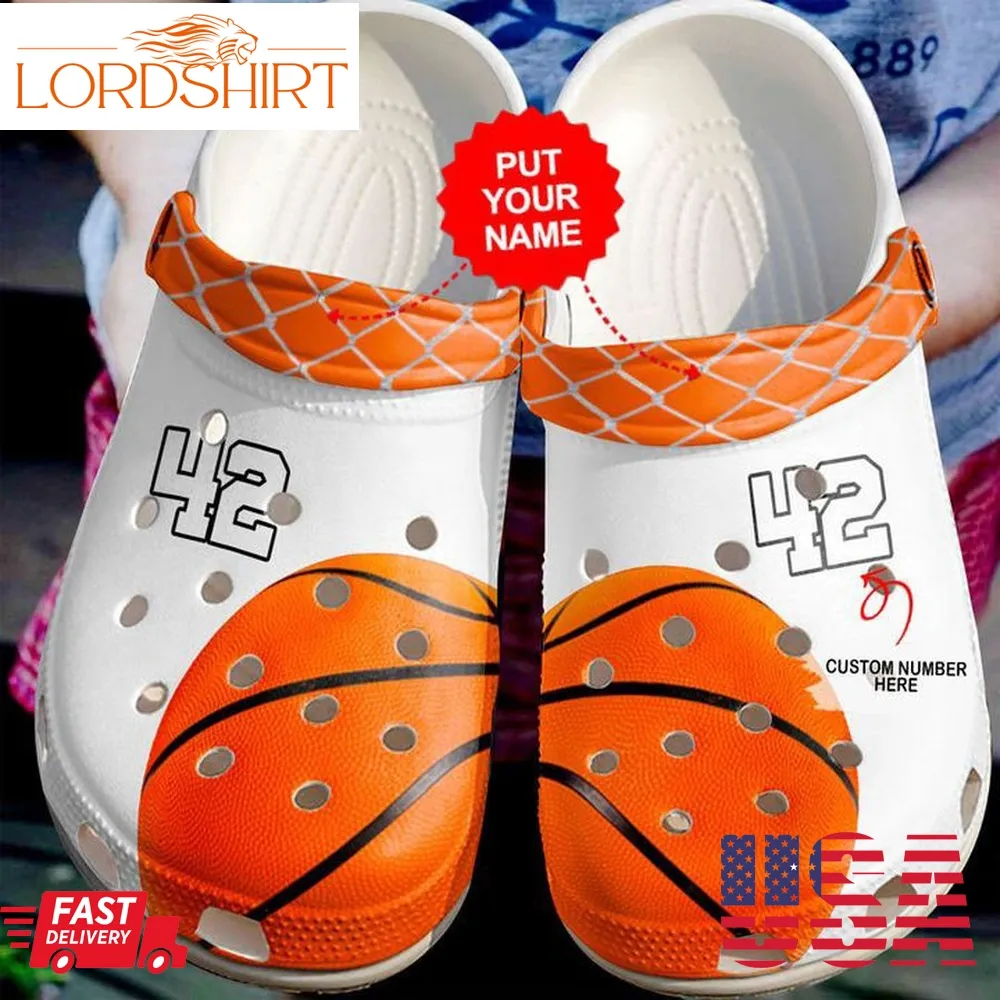 Basketball Crocs   Basketball Personalized Lovers White Clog Shoes