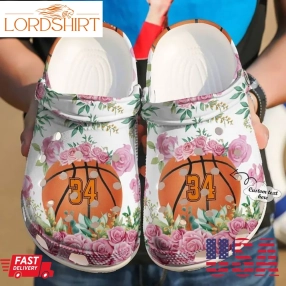 Basketball Personalized Floral Sku 239 Crocs Crocband Clog Comfortable For Mens Womens Classic Clog Water Shoes