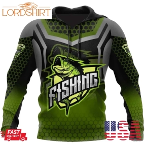 Bass Fishing Green Color 3D Hoodie Best Fishing Gifts For Dad