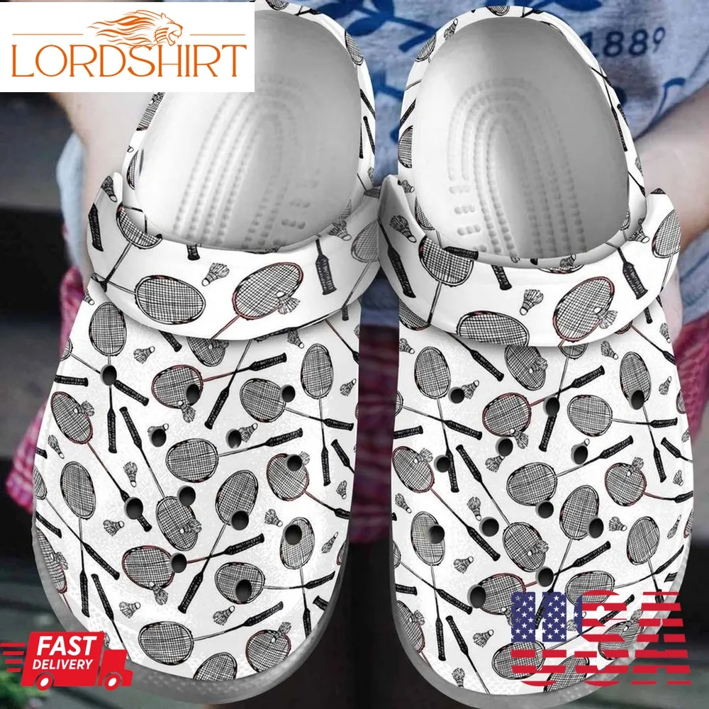 Batminton Personalized Clog Custom Crocs Comfortablefashion Style Comfortable For Women Men Kid Print 3D Whitesole Batminton Racket