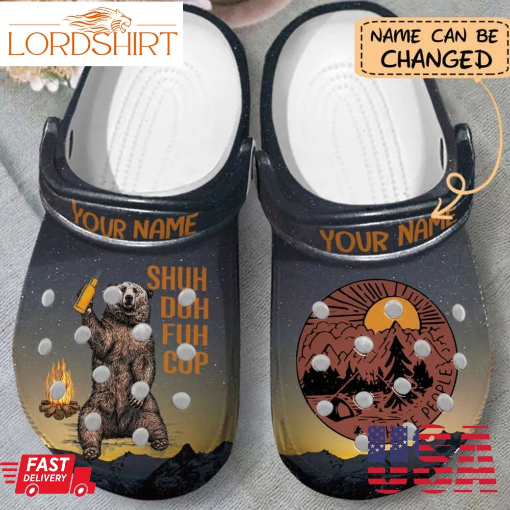 Bear Camping I Hate People Personalized Shoes Crocs Clogs Gifts For Men Women   Cbear80