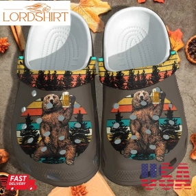 Bear Drinking Camping Crocs Shoes Clogs Old Men   Funny Cute Custom Crocs Shoes Clogs Gifts For Men Fathers Day