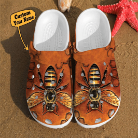 Bee Crocs   Bee Texture Gift For Lovers Hippie Unisex Clog Shoes