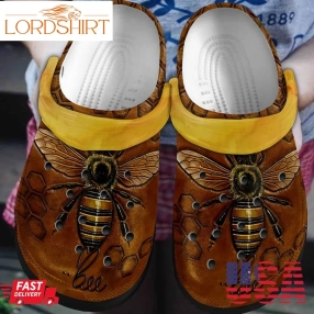 Bee Personalized Clog Custom Crocs Comfortablefashion Style Comfortable For Women Men Kid Print 3D Bee Brown