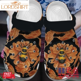 Bee Personalized Clog Custom Crocs Comfortablefashion Style Comfortable For Women Men Kid Print 3D Gold Black Honey Bee