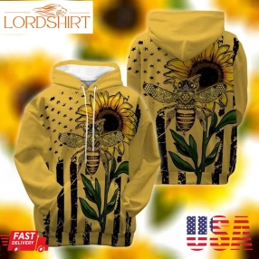 Bee Sunflower All Over Print 3D Hoodie Sweatshirt