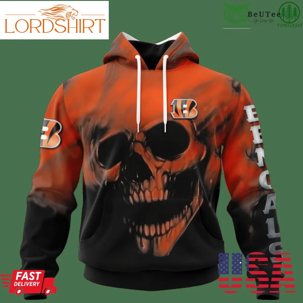 Bengals Fading Skull American Football 3D Hoodie Sweatshirt Nfl