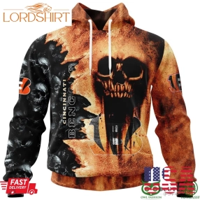 Bengals Halloween Cemetery Skull 3D Hooodie Sweatshirt