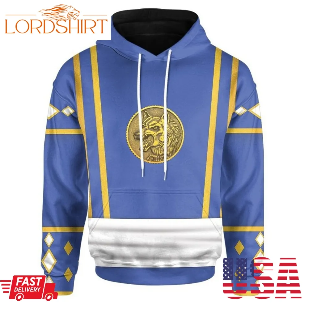 Best Mighty Morphin Power Ranger Ninja Rangers Blue Wolf 3D Printed Hoodie