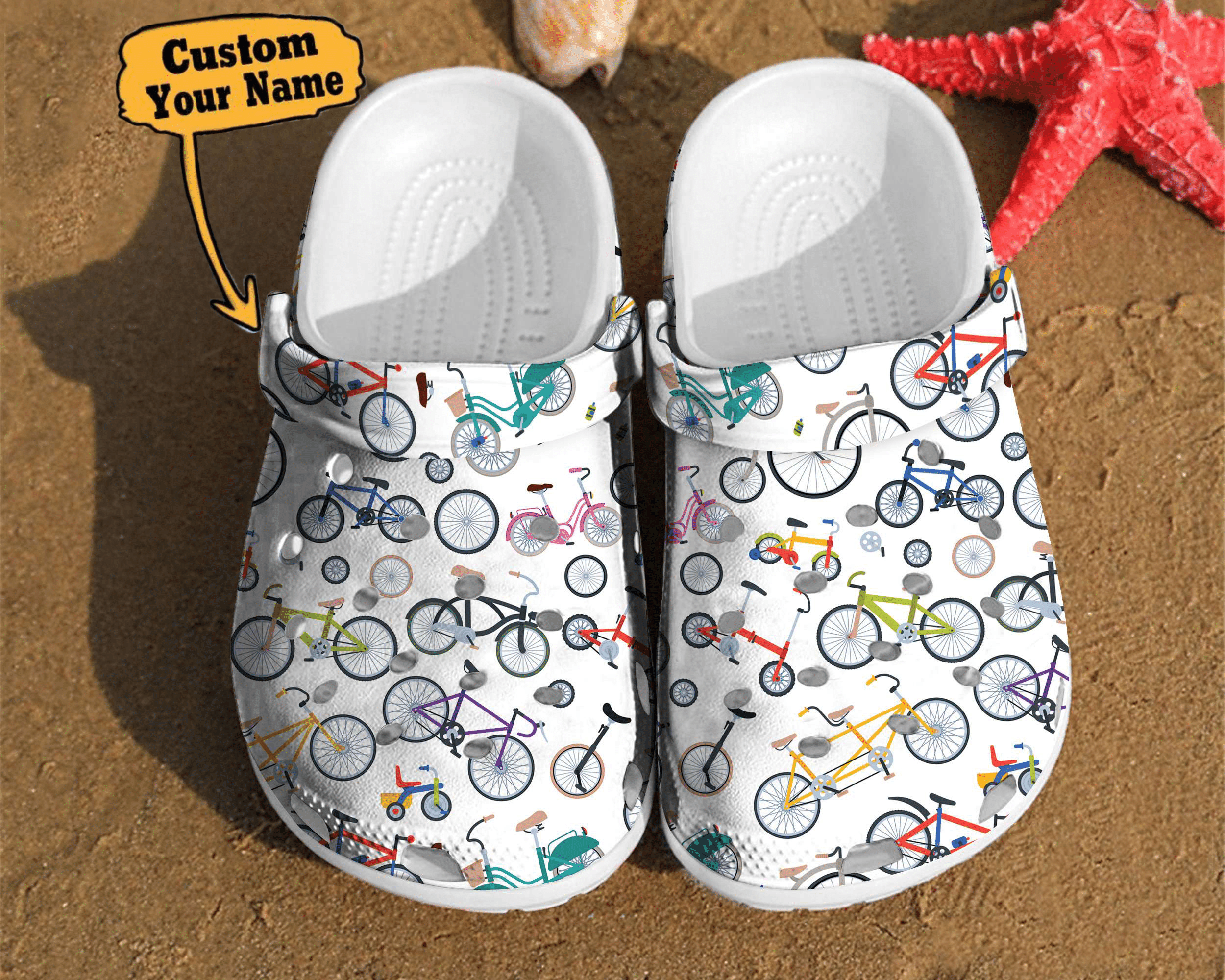 Bicycle Crocs   Bicycle Gift For Cyclist Pattern Birthday Gifts Clog Shoes