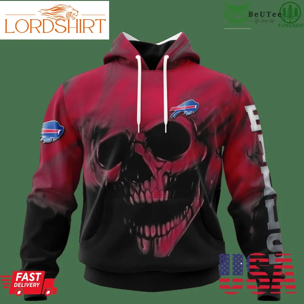 Bills Fading Skull American Football 3D Hoodie Sweatshirt Nfl