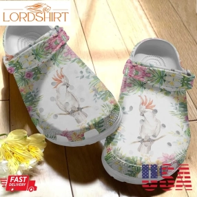 Birds Flower White Parrot Flower Crocs Shoes   Cockatoo Clog Birthday Gifts