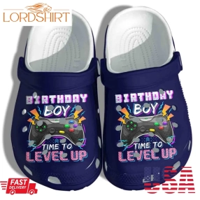 Birthday Boy Level Up Shoes Crocs Gift For Boy  Gaming Boys Clog Birthday Gift For Friend Son