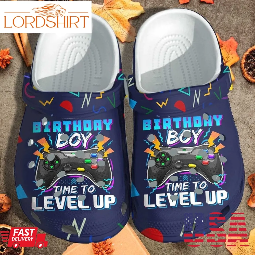 Birthday Boy Level Up Shoes Gift For Boy  Gaming Boys Crocs Clog Gift For Birthday