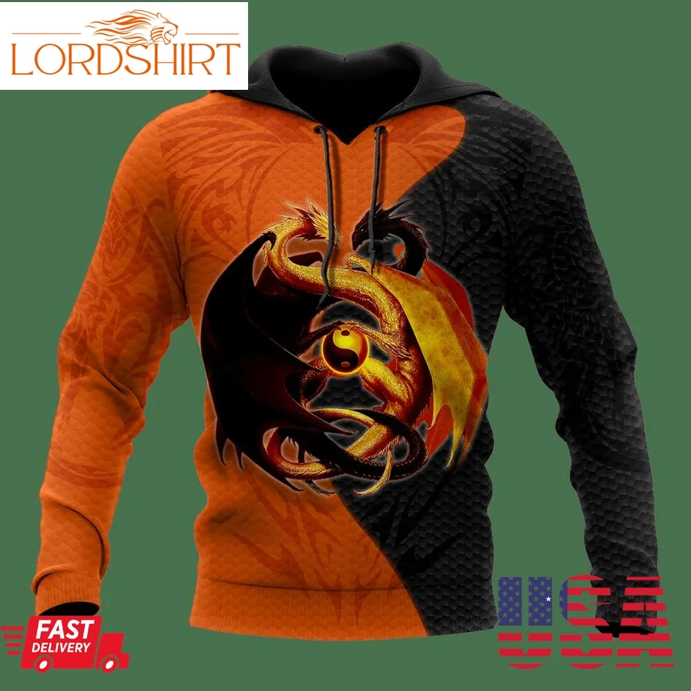 Black And Orange Dragon 3D Hoodie Shirt For Men And Women Amst102020s