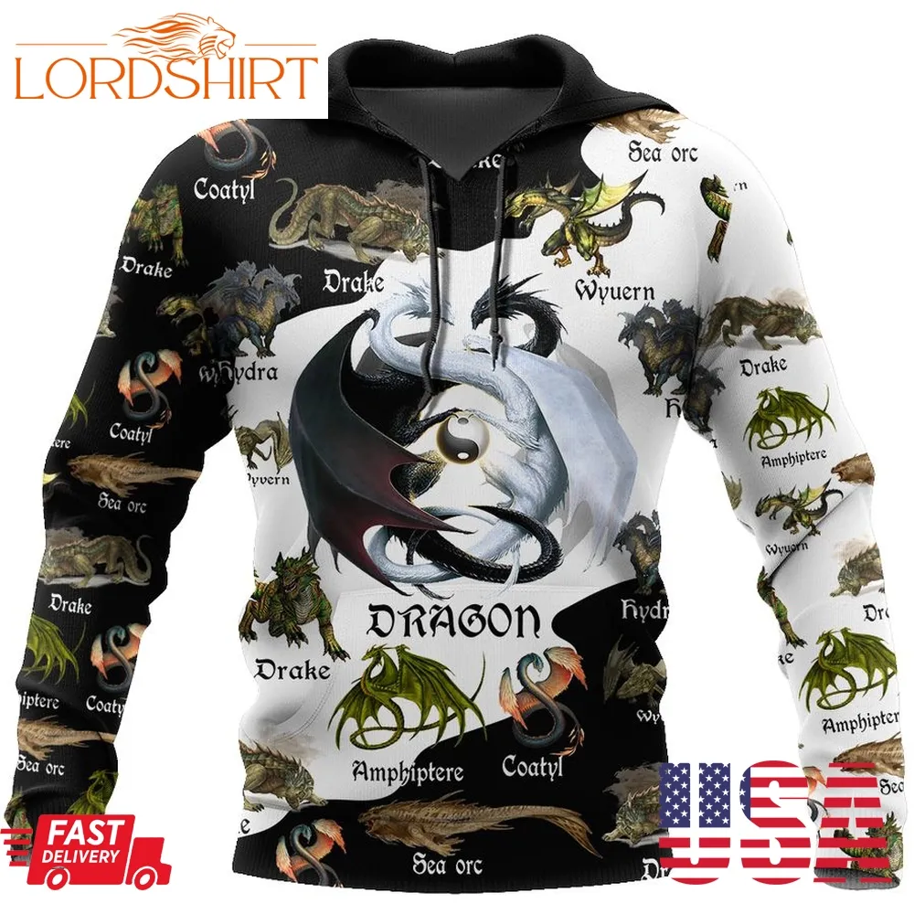 Black And White Dragon 3D Hoodie Shirt For Men And Women Dd10142003