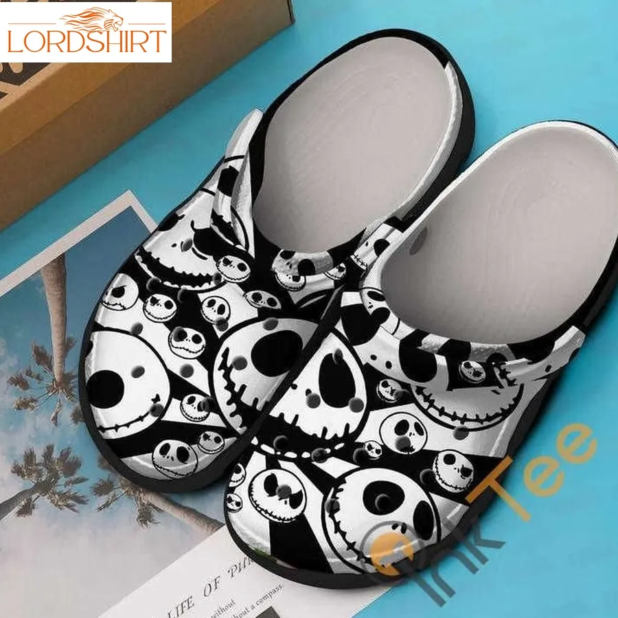 Black And White Jack Skellington Skulls The Nightmare Before Christmas Movie Crocs Halloweener