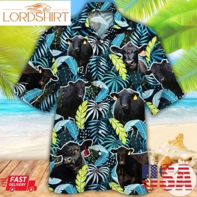 Black Angus Cattle Tropical Hawaiian Shirt