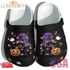 Black Cat And Pumpkin Halloween Shoes Clog Crocs