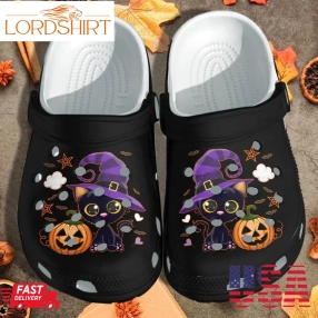 Black Cat And Pumpkin Shoes Clog   Halloween Crocs Crocband Clog Birthday Gift For Boy Girl