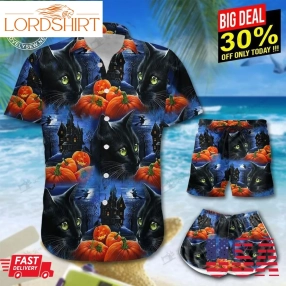 Black Cat Halloween Hawaii Shirt And Shorts Bit21081604 Bio21081604