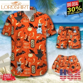 Black Cat Halloween Hawaii Shirt And Shorts Bit21081802 Bio21081802