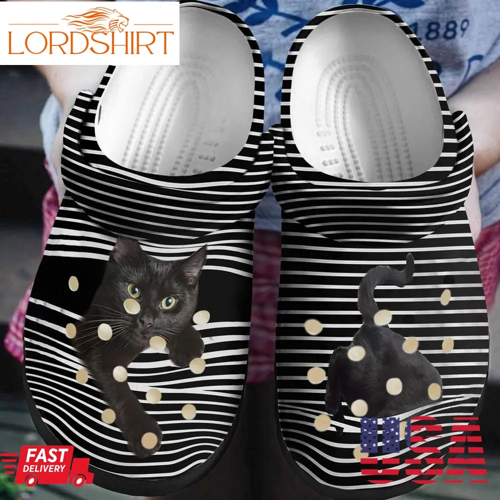 Black Cat Personalized Clog Custom Crocs Comfortablefashion Style Comfortable For Women Men Kid Print 3D Funny