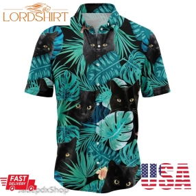 Black Cat Tropical Hawaiian Shirt Hawaiian Short All Over Printed For Men Women And Kids  Black Cat Aloha Shirt Plus Size Unisex