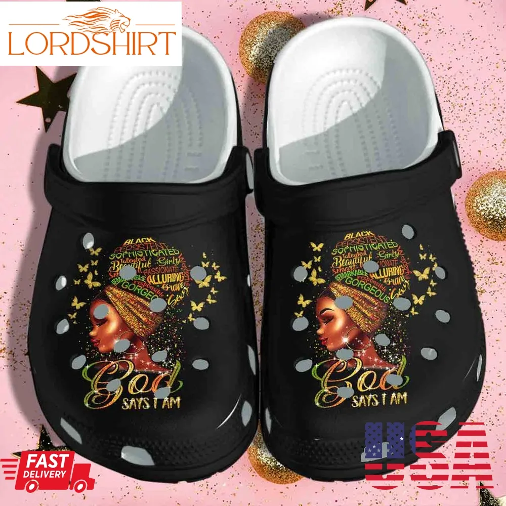 Black Girl Africa Culture Crocs Shoes Clogs   God Says I Am Black Queen Custom Crocs Shoes Clogs Birthday Gift For Daughter Niece