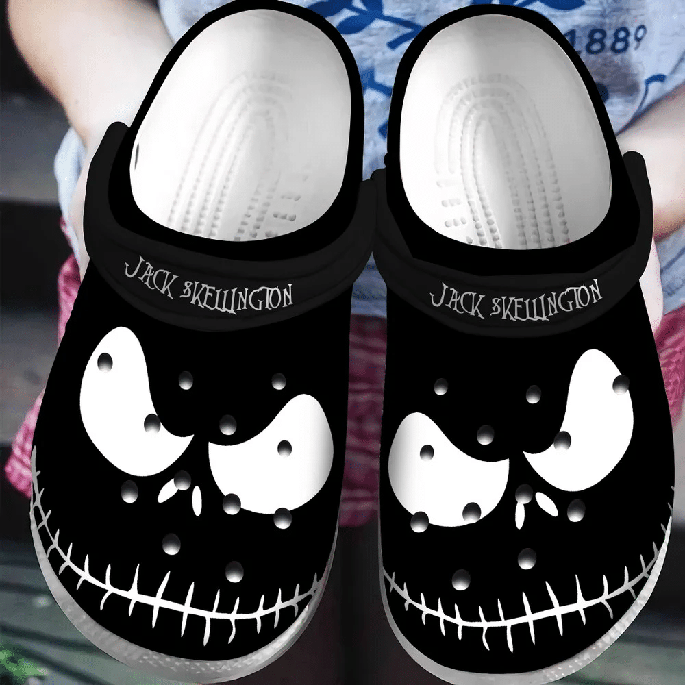 Black Jack Skellington Horror Movie Halloween Crocs Classic Clogs Shoes Halloweener