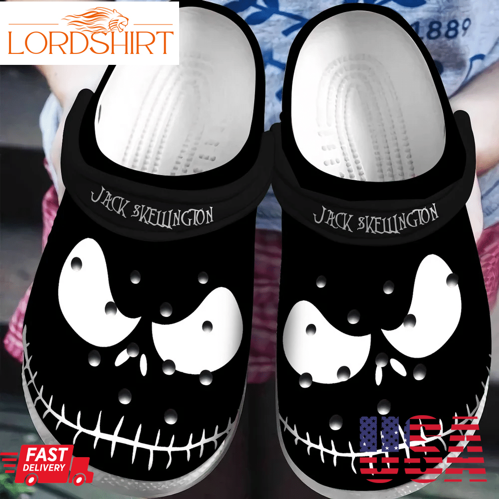 Black Jack Skellington Horror Movie Halloween Crocs Classic Clogs Shoespng