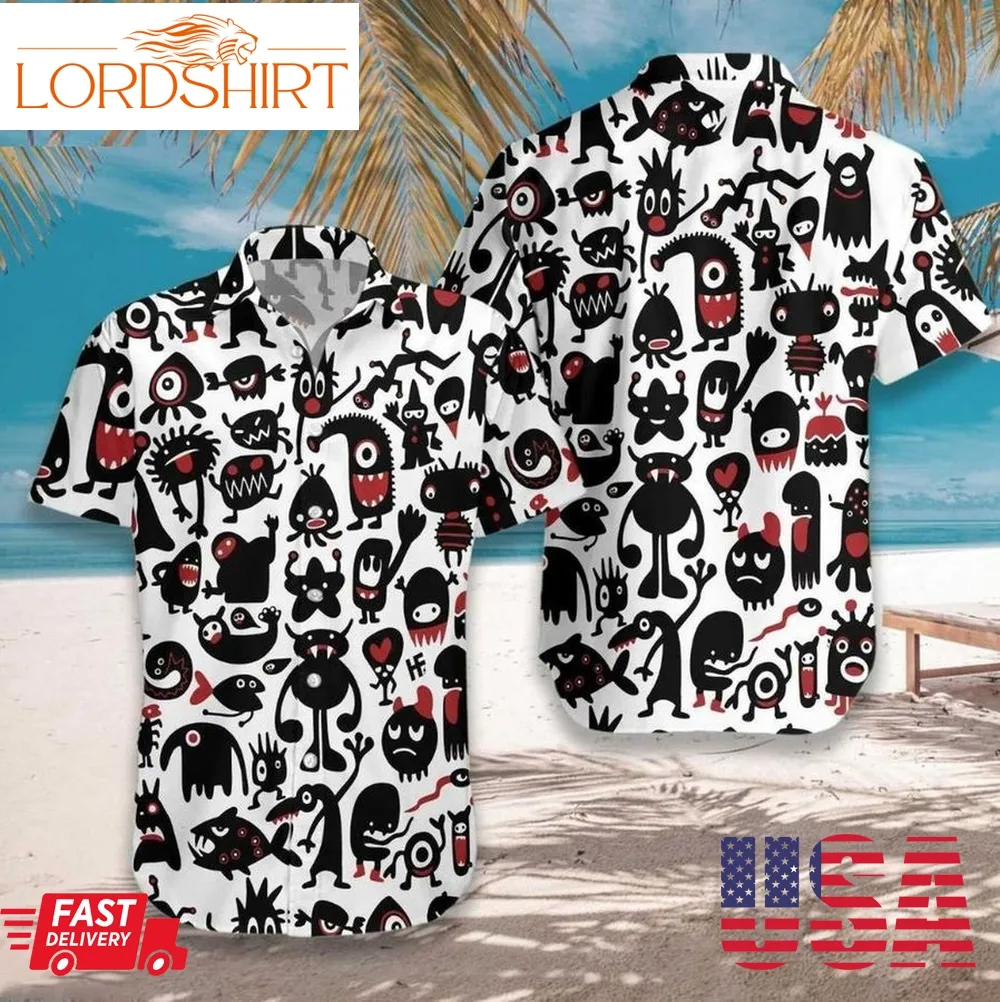 Black Monsters For Halloween Hawaiian Shirt