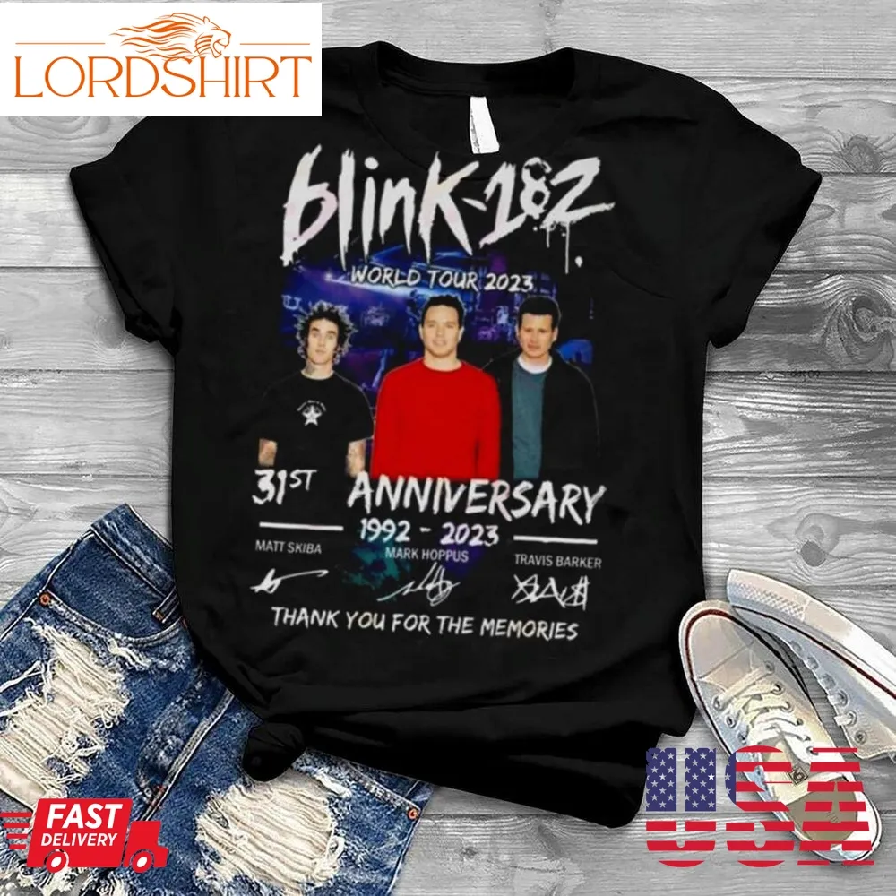 Blink 182 World Tour 2023 31St Anniversary 1992  2023 Thank You For The Memories Signatures Shirt