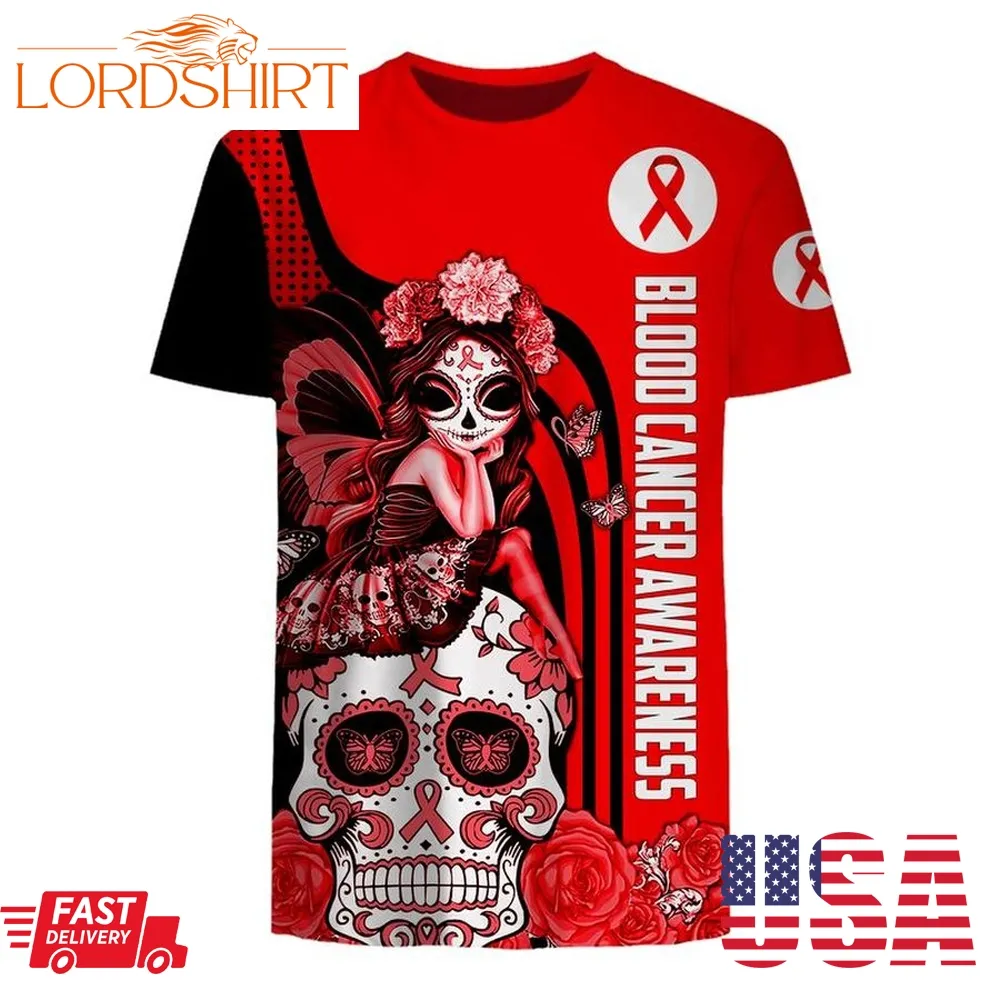 Blood Cancer Awareness Sugar Skull Fairy 3D Shirt, Hoodie