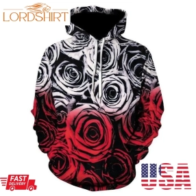 Blood Rose 3D Photo Hoodie Hooded Pocket Pullover