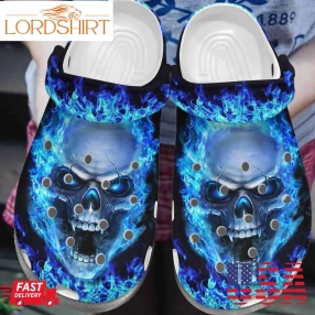 Blue Fire Skull Crocs Shoes Skull Shoes Crocbland Clog Gifts For Men Son