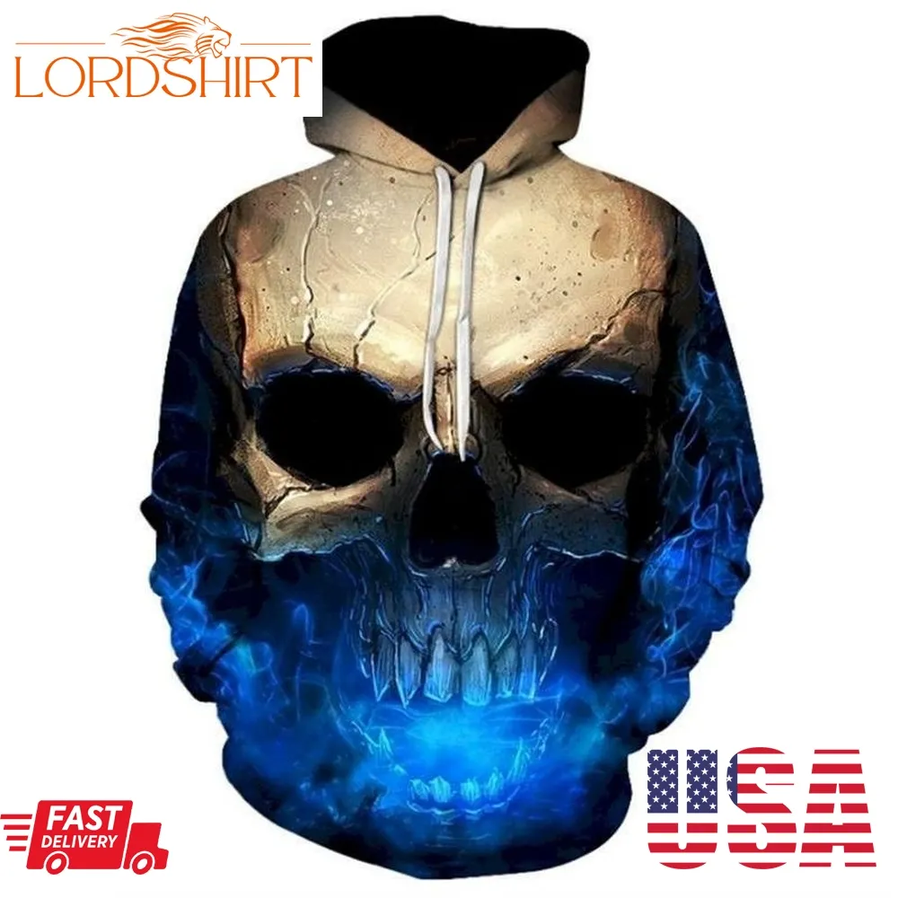 Blue Skull 3D Sweatshirt Hoodie Pullover