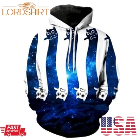 Blue Space Cat 3D Sweatshirt Hoodie Pullover Custom